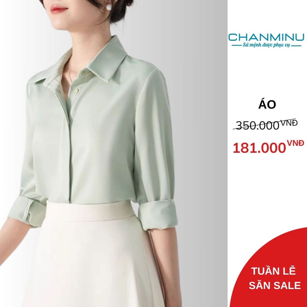 Áo Sơ Mi Lụa Công Sở Nẹp Khuy Dấu Cúc Thanh lịch, Dài Tay Phù Hợp Mặc Đi Làm Nơi Công Sở  CHANMINU A16