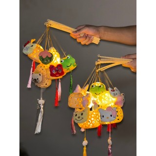 DC12024 - Đèn lồng Thỏ giỏ Tre Thủ công Kèm Đèn Led Chơi Trung Thu