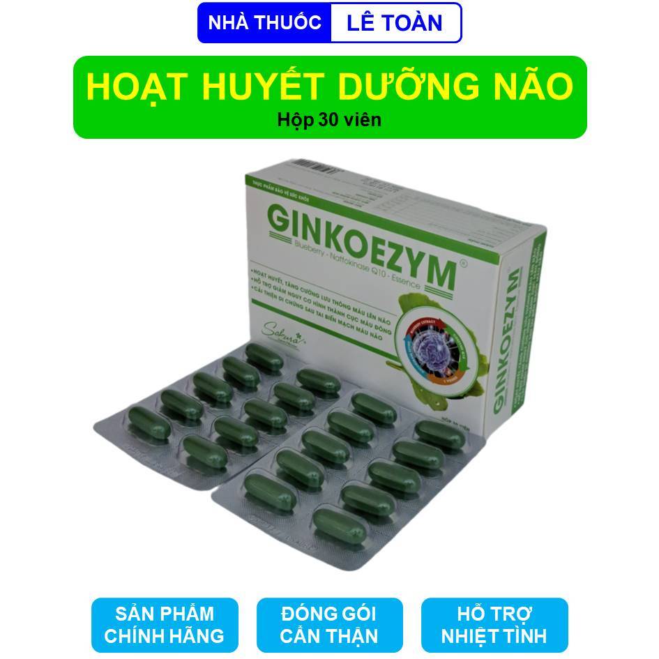 Viên uống hoạt huyết dưỡng não Sakura Ginkoezym tăng cường lưu thông máu lên não - Hộp 3o viên