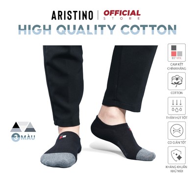 Tất, Vớ nam ARISTINO BIZMEN cổ ngắn phối màu cotton mềm nano Ag+ kháng khuẩn, chống hôi - CO06