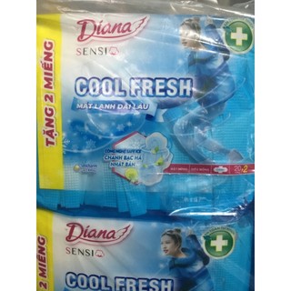 [gói 20+2 miếng 23cm) - 1 gói băng vệ sinh diana sensi cool fresh siêu mỏng cánh 20 miếng
