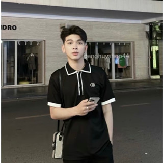 Áo Polo GC Đen Hàng QC, Áo Thun Nam Nữ Cổ Bẻ, Vải Gai Cotton 100%