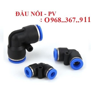 Đầu nối nhanh khí nén phun sương cút góc nhựa PV các cỡ