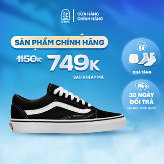 Giày vans chính hãng màu black white, vans old skool real fullbox, đổi trả 30 ngày Present Original Sneakers