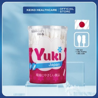 Tăm bông kháng khuẩn YUKI Nhật Bản người lớn 1 đầu xoắn 1 đầu giọt nước. Hộp 100 chiếc