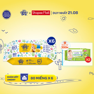 Combo 6 gói khăn ướt UniDry - gói 80 miếng
