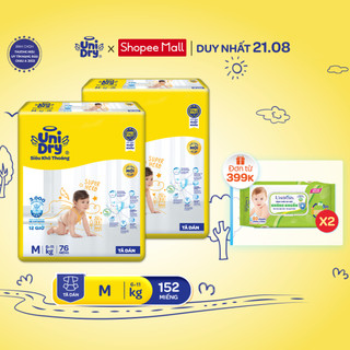 [HỎA TỐC] Combo 2 Tã dán UniDry Siêu khô thoáng gói Super Jumbo mới size M76/L68/XL62