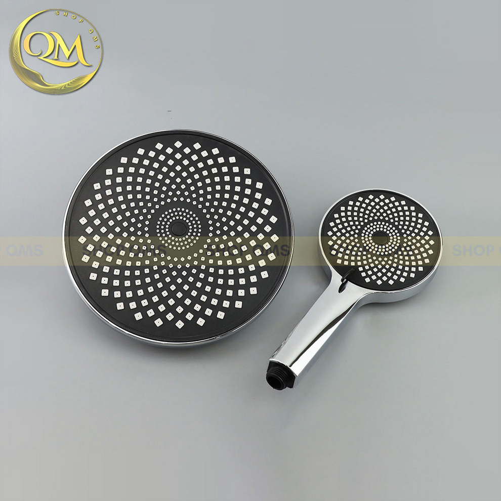 Bộ bát sen nhà tắm, Bộ bát sen tắm đứng mặt to 23cm thay thế bộ bát sen cây, Vòi sen bát vuông nhựa 