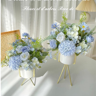  Chậu hoa giả để bàn - Chậu hoa giả cắm sẵn trang tri phòng khách kệ tivi phòng ngủ Hoa giả decor 