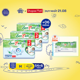 [HỎA TỐC] Combo 3 Tã dán người lớn SunMate size M18/L18/XL18 + 2 miếng