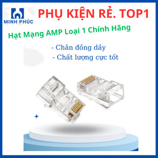 Hạt mạng AMP RJ45 hộp 100 hạt, hạt mạng amp chính hãng loại tốt, chân đồng dầy