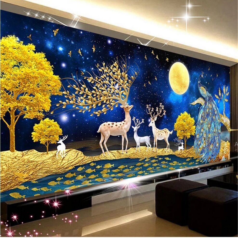 TRANH THÊU PHONG CẢNH HƯƠU NAI TÀI LỘC hh0942 km015 lv3549 EDB57 E79 E88 EDB88 EDB53 E53 E64 EDB64MH2268 MH2269 MH2270