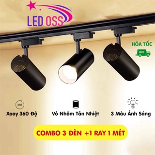 Combo 3 Đèn Rọi Ray Cob Và 1 Thanh Ray 1 Mét ,Đèn Led Rọi Ống Bơ Trang Trí Quán, Cửa Hàng