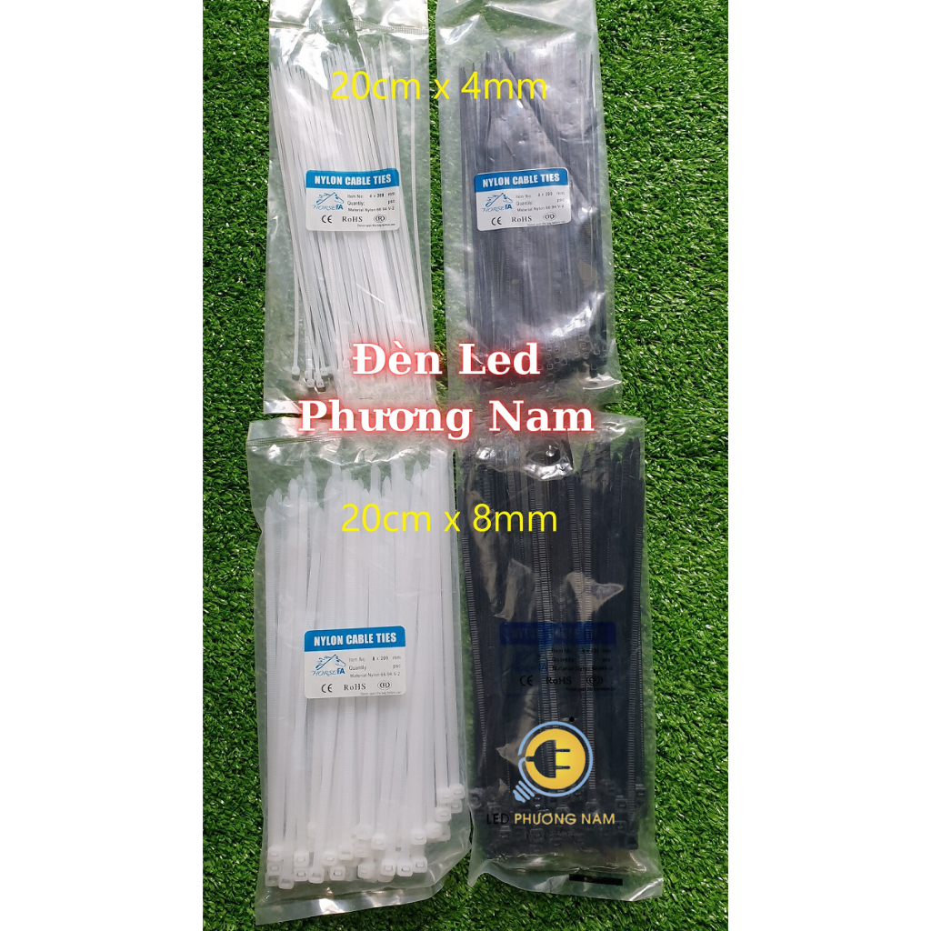 [COMBO] Dây Rút 20cm x 4li Trắng - Đen