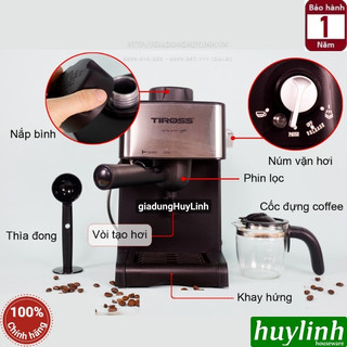 Máy pha cà phê Espresso Tiross TS621 - Max 4 bar - 800W