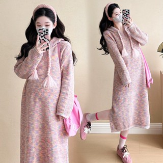  Young Mom | Đầm bầu Hoddie mùa Đông DV217 kiểu dáng trể trung chất len đan dày dặn hàng nhập QC 