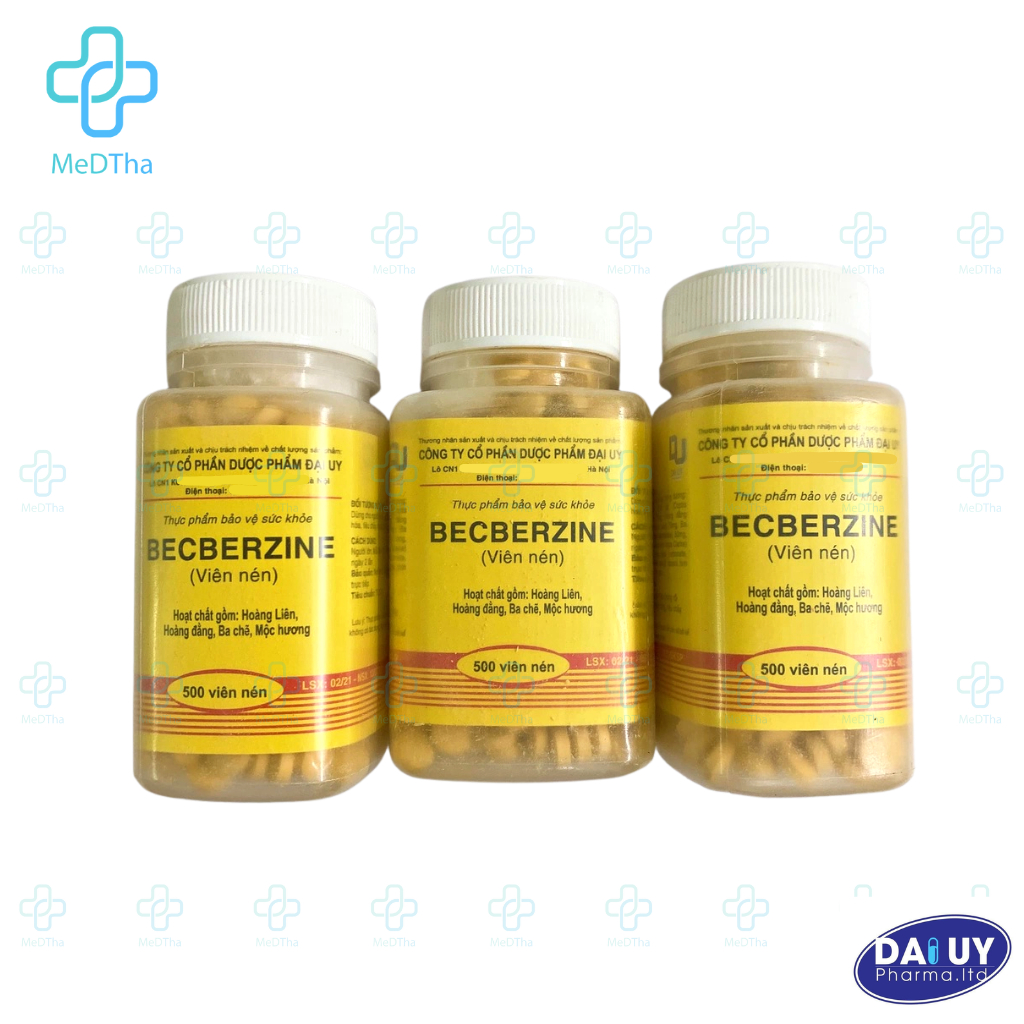 BECBEZINE Viên Hương Liên - Giảm Rối Loạn Tiêu Hóa, Tiêu Chảy, Đầy Bụng Do Ăn Uống Berberin Đại Uy