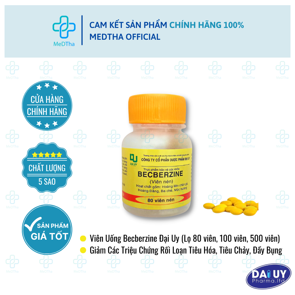 BECBEZINE Viên Hương Liên - Giảm Rối Loạn Tiêu Hóa, Tiêu Chảy, Đầy Bụng Do Ăn Uống Berberin Đại Uy