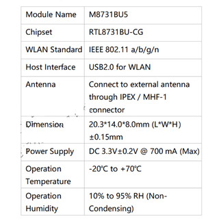 Module Wifi RTL8731 BU Giao tiếp USB