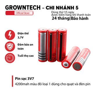Pin sạc 3V7 - 4200mah màu đỏ loại 1 xịn dùng cho quạt và đèn pin