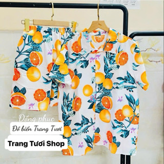 (Mẫu mới ) Đồ bộ đi biển, Bộ đi biển nhóm , đồ đi biển cho gia đình, nam nữ mẫu trái cam Trang Tươi Shop