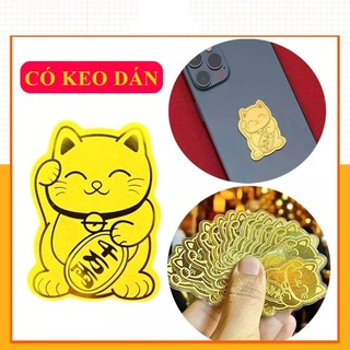 Miếng dán Mèo Thần Tài vẫy tay, mạ vàng, trang trí ốp lưng điện thoại ý nghĩa chiêu tài, hút lộc,may mắn,bình an