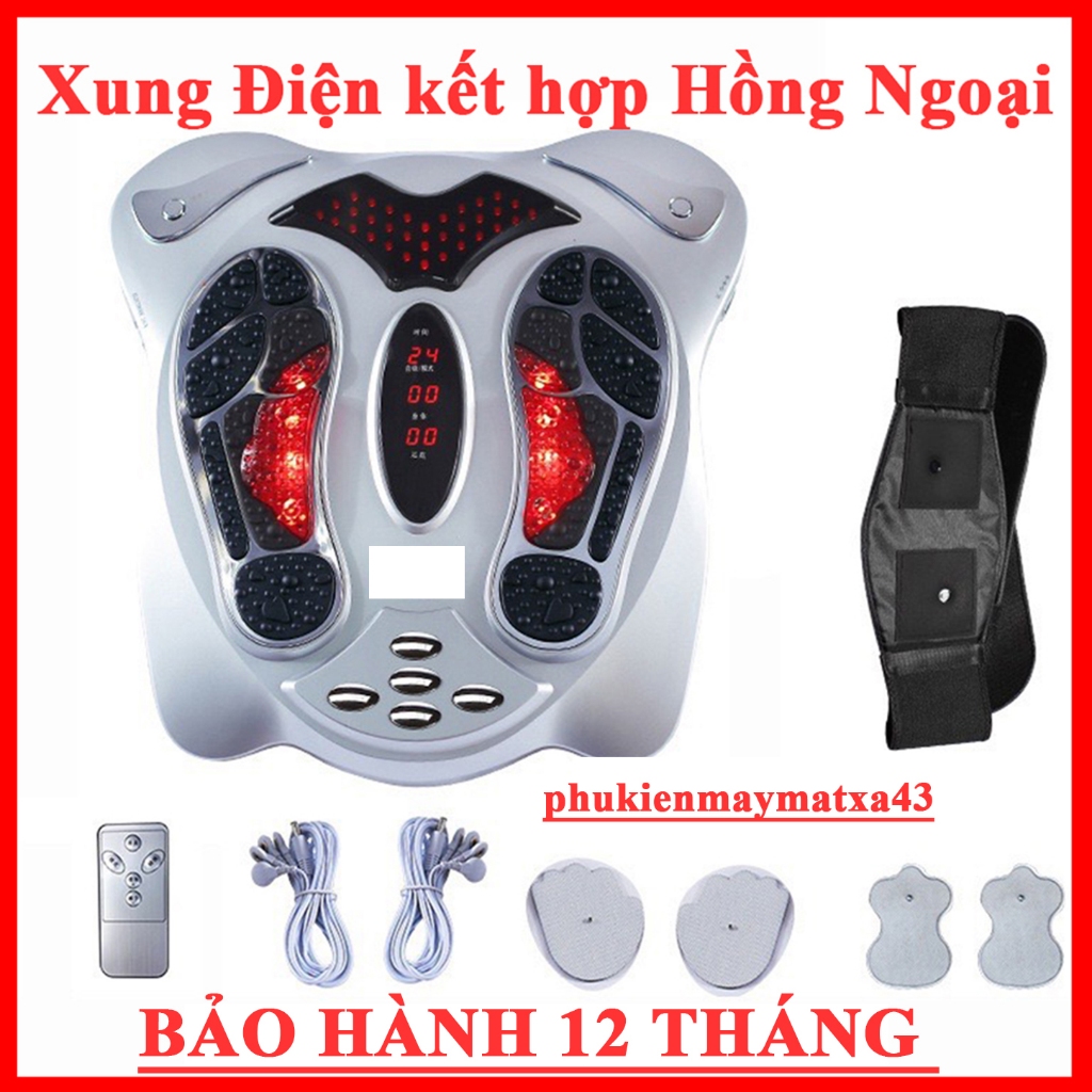 MÁY MASSAGE CHÂN XUNG ĐIỆN CHÂM CỨU KẾT HỢP HỒNG NGOẠI, LƯU THÔNG HUYỆT ĐẠO KÈM ĐAI GIẢM BÉO MẬP