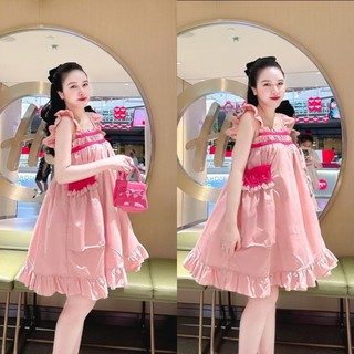 [S1.61] Váy đầm nữ 2 dây nhún bèo cánh tiên sang chảnh họa tiết màu hồng tôn da xinh xắn tôn dáng dễ thương  đi chơi