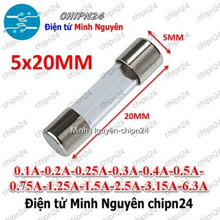 [10 cái] Cầu Chì Ống Thủy Tinh 5x20mm (0.1A/0.2A/0.25A/0.3A/0.4A/0.5A/0.75A/1.25A/1.5A/2.5A/3.15A/6.3A 250V)-[Chọn Loại]