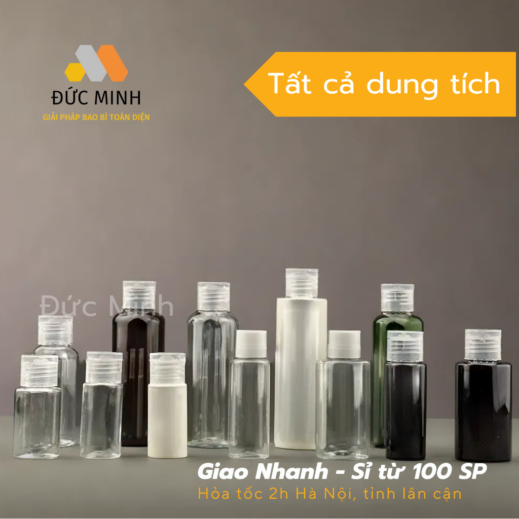 CHAI NHỰA NẮP BẬT 20ML- 30ML-50ml-100ml CHIẾT MỸ PHẨM, DUNG DỊCH TẤT CẢ DUNG TÍCH (CÓ BÁN SỈ)
