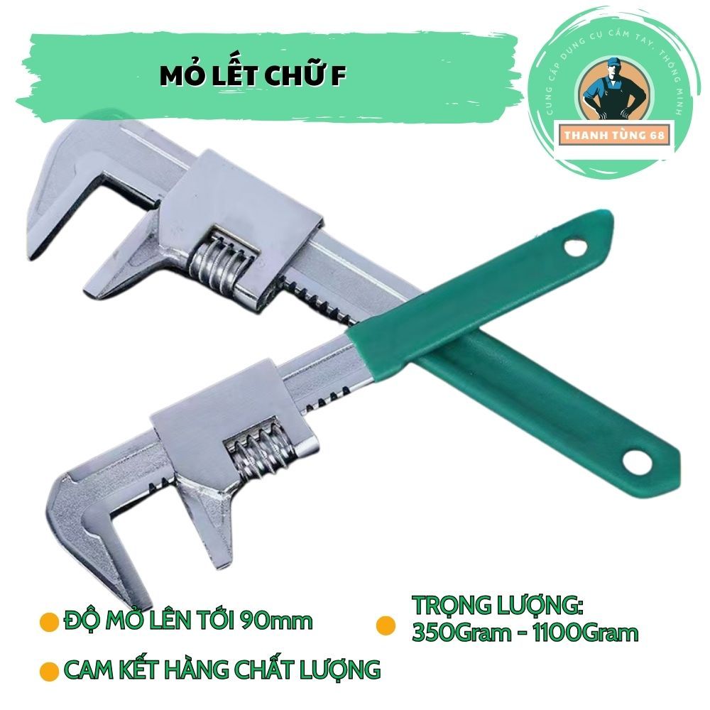 Mỏ lết chữ F chuyên dụng vặn ốc ren téc nước kìm chữ F độ mở lớn làm bằng thép hợp kim không gỉ
