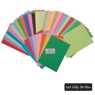[Sẵn] Set Giấy 36 tờ 36 màu A4 70-80gsm Xếp Giấy Trang Trí Handmade Thiệp Thủ Công