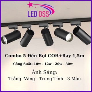 Giao Hỏa TốcCombo 5 Đèn Led Rọi Ray Ống Bơ 12w /20w /30w + 1 Thanh Ray 1m5, Đèn Rọi Cổ Dài Trang Trí Cửa Hàn