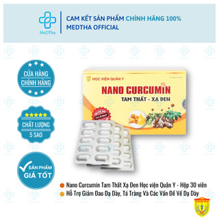 Nano Curcumin Tam Thất Xạ Đen Học viện Quân Y - Giảm Đau Dạ Dày, Giảm Thâm Nám (30 Viên)