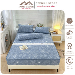 Bộ ga gối 4 món cotton đũi trần bông bo chun, ga giường bọc đệm thoáng mát mềm mịn KT 1m6 1m8 2m2