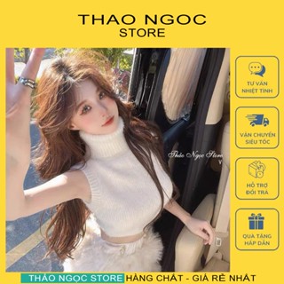 Áo len lông nữ cổ lọ sát nách form croptop hàng nhập QC! (có sẵn, hình thật) THẢO NGỌC STORE