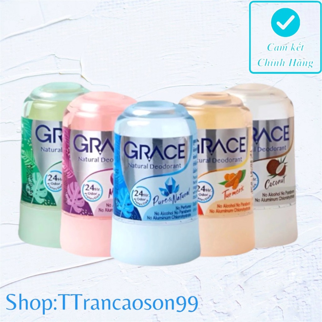 (Mẫu Mới)Lăn Nách Khử Mùi Đá Khoáng Grace Nội Địa Thái Lan 70Gam