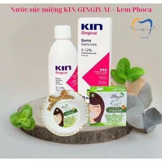 Combo 1 hủ kem đánh răng phoca+ chai xúc miệng Kin Gingival