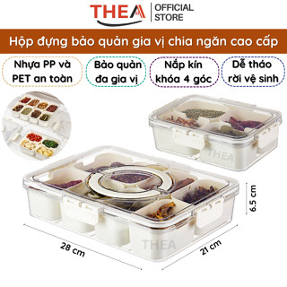 Hộp nhựa đựng gia vị thực phẩm, hộp bảo quản đa thực phẩm khô tủ lạnh chia 4-8 ngăn nắp kín phong cách Hàn Quốc – THEA