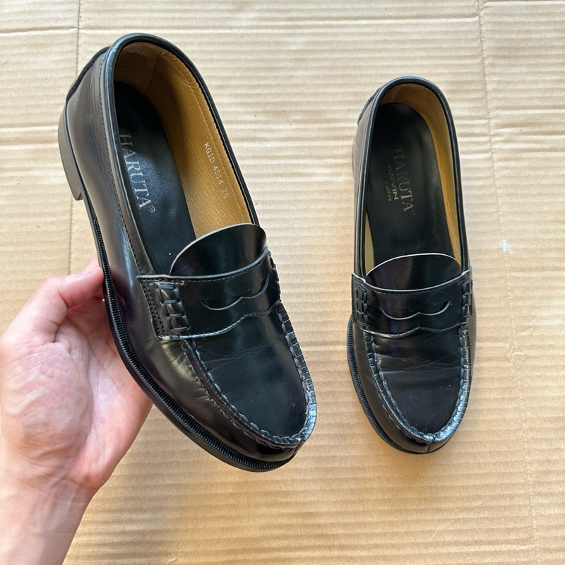 Giày Penny Loafer Nữ Hiệu Haruta Size 40 Màu Đen Made In Japan 2hand