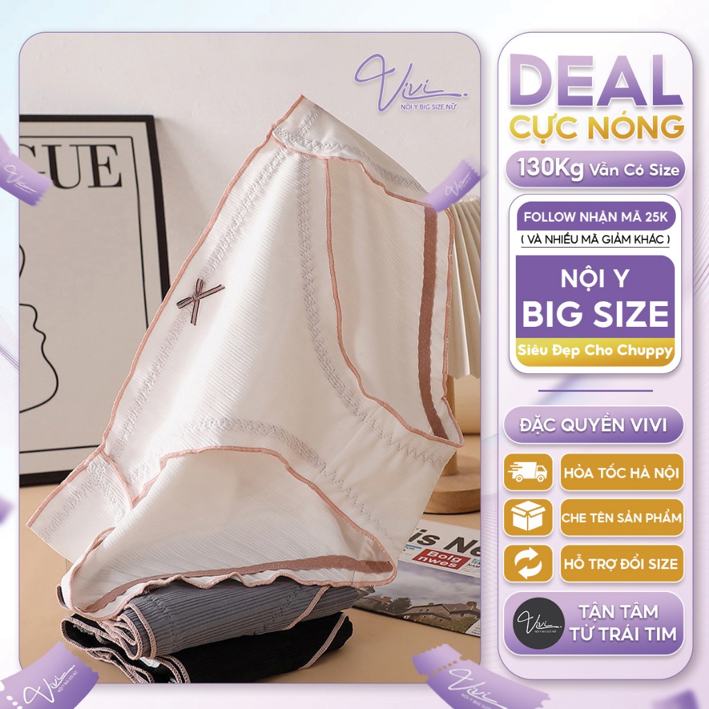 Quần lót nữ Bigsize chất thun tăm size tới 100Kg - Đồ lót nữ big size - Mã N28