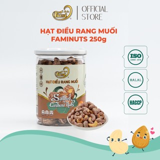 Hạt điều A Cồ rang muối vỏ lụa Bình Phước giàu protein vitamin Faminuts hũ 250 gr