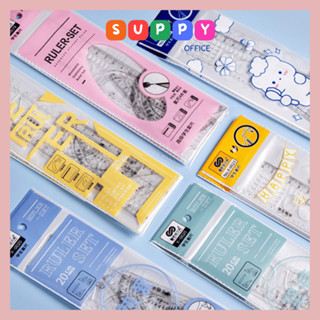 Bộ thước kẻ, eke, thước đo độ, thước vuông góc, 4 món Tiện Lợi Cho Học Sinh Suppy