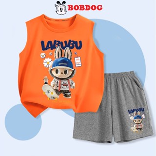Đồ bộ bé trai BOBDOG, áo ba lỗ quần thun cotton mới in hình LABUBU -BD-KS42 cute  cho bé