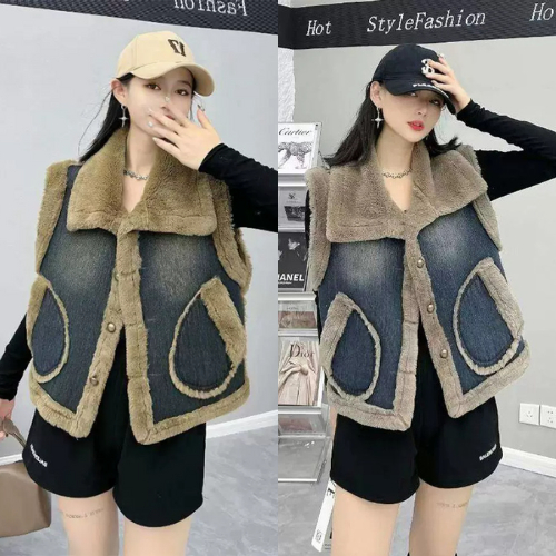 Áo Gile Bò Lông Túi Thoi – Thời Trang Nữ, Dáng Trẻ Trung, Mặc Được Bốn Mùa, Áo Gile Bò Viền Lông Có 