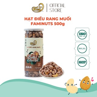 Hạt điều A Cồ rang muối vỏ lụa Bình Phước giàu protein vitamin Faminuts hũ 500 gr