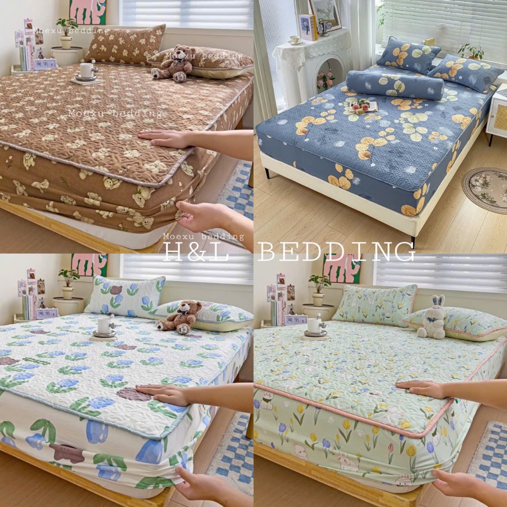 Bộ ga gối trải giường 3 Món m6/m8/2m2 Cotton ĐŨI MÁT NHẸ  ga gối trần bông đũi cotton, kèm 2 vỏ gối 