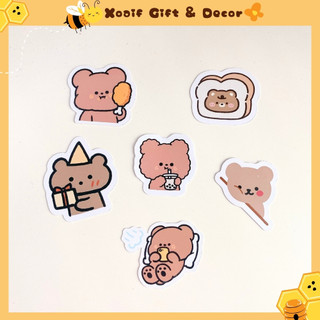 Set 6 tấm sticker gấu có sẵn decor trang trí cực xinh