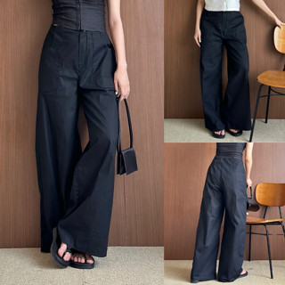  Quần linen nữ ống rộng lưng cao thiết kế túi trước hack dáng - Linen pants MQ123 