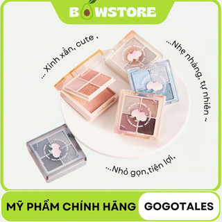 Bảng phấn mắt 2 tầng 4 ô, kèm phấn má gogotales phấn mắt nhũ lì mịn lâu trôi chống thấm nước - c155